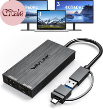 USB 3.0 or USB C to Dual HDMI 4K 60Hz Splitter Extended Display for Dual Monitor