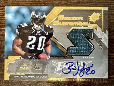 2005 Brian Dawkins Upper Deck SPX Auto Game Used Patch Swatch Supremacy Gold /50