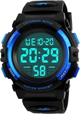 Kids Digital Sport Watch 50M Waterproof LED Alarm Chronograph for Boys 3-15