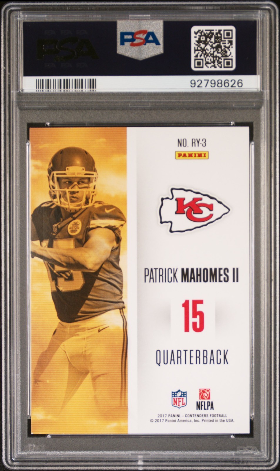 🔥2017 PANINI CONTENDERS-PATRICK MAHOMES-R.O.Y CONTENDERS # RY-3 (RC) PSA 9🔥 view 2