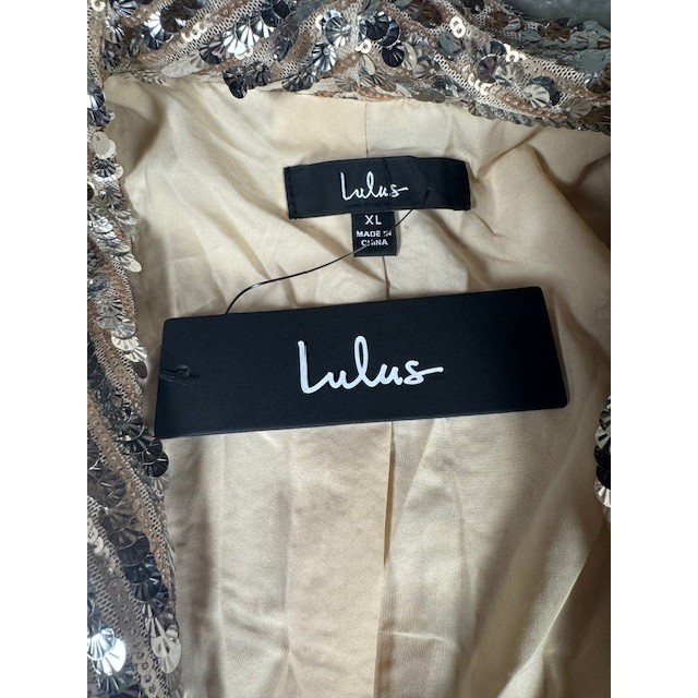 Lulus Sequin Open Front Blazer Jacket Silver Cham… - image 9