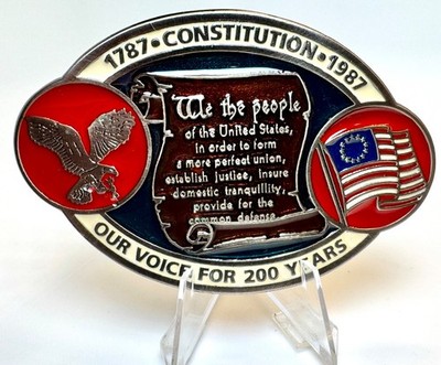 United States Constitution We The People Belt Buckle USA Eagle Flag Vintage