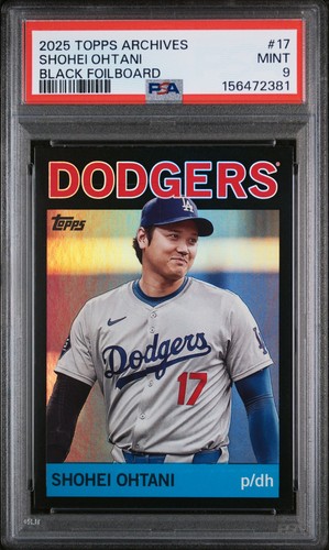 2025 TOPPS ARCHIVES 17 SHOHEI OHTANI BLACK FOILBOARD PSA 9