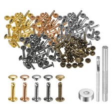 100 Sets Leather Rivets 6mm x 12mm Metal with 3 Setter Tools Multi Colors