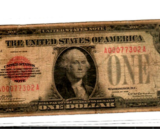 $1 "RED SEAL FUNNYBACK" (LOW SERIAL)! 1928 $1 "RED SEAL FUNNYBACK" 1928 RARE!!!