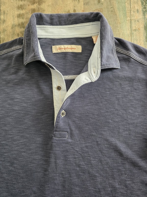 Tommy Bahama Polo Shirt Mens Medium Cotton Modal Blue Casual Short Sleeve Golf