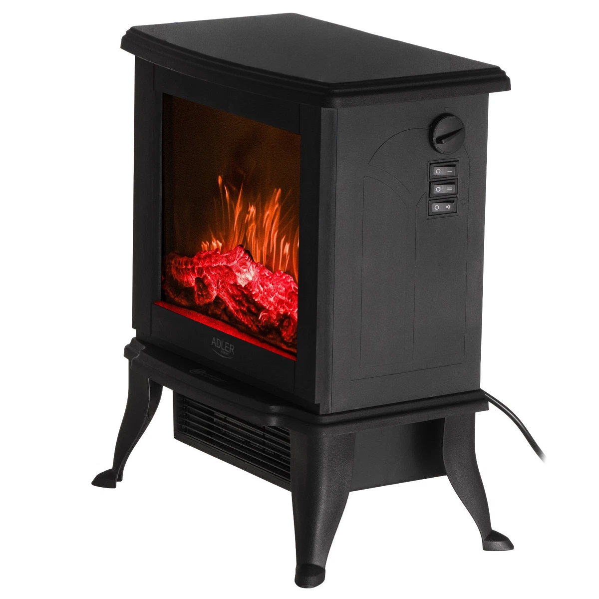 Adler AD 7754 Chimenea eléctrica 1800W 2 niveles 3D llama