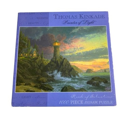 Ceaco Kinkade Rock Of Salvation 1000 Teile Puzzle Neu Verbeultes Karton-Set