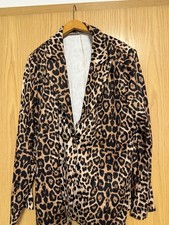 Shiene Damen Blazer Leopardmuster Beige/Schwa...