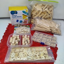 Large Craft Lot Supplies Wood Letters Cutout Blocks And More