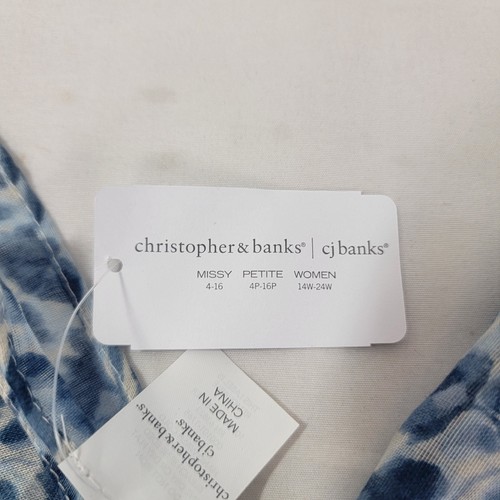 Sciarpa donna Christopher & Banks blu bianca floreale nuova poliestere 17,5x72" nuova con etichetta - Foto 2 di 3