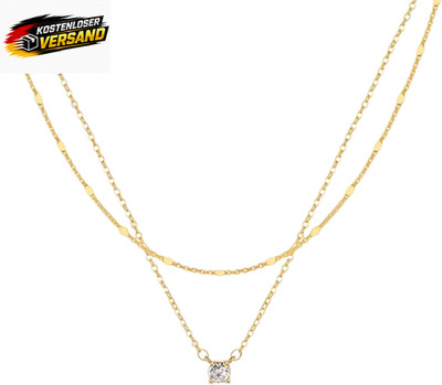 Gold Layered Necklace for Women, Dainty 14K Gold Plated Pendant Necklace Simple