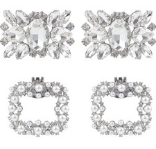 Kilofly Elegant Rhinestones Decoration Charms Shoe Clips - 2 Pair