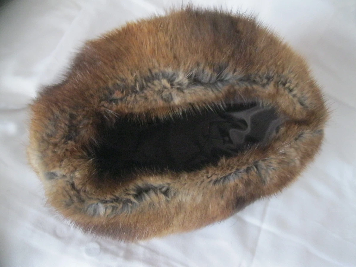 Alte Damen Kappe Mütze Pelzmütze Vintage kastanienbraun Pelzkappe 55-56
