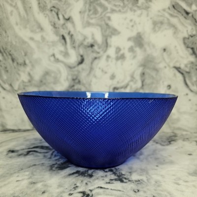 Vintage blaue Glasschale kobaltfarben groß Servierschale Aufsteller Mittelstück