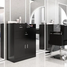 Barber Salon Station Hair Styling Storage Cabinet with Drawers, Salon Furniture
