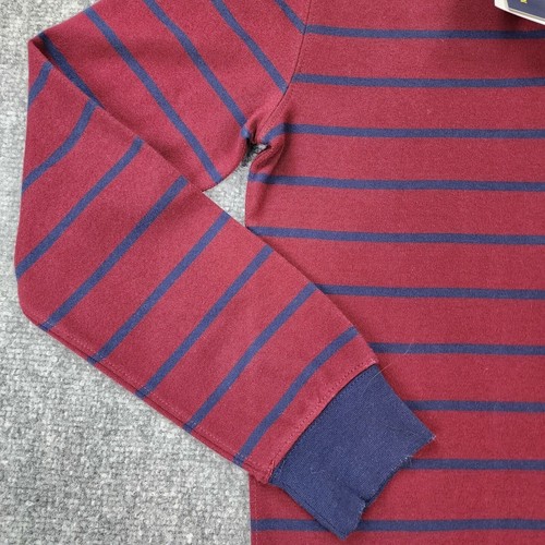 Polo Ralph Lauren Shirt Boys Large L 14-16 Red Blue Rugby Stripe 1/4 Zip Mock - Picture 9 of 18