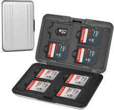 Estuche con aluminio 8 ranuras SD Micro SD TF resistente de golpes silver