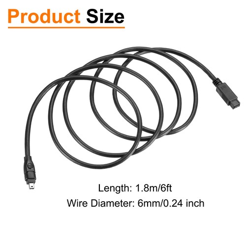 1.8M IEEE 1394 Cable, 4 Pin Male to 9 Pin Male 800Mbps Adapter Cable - Afbeelding 2 van 5