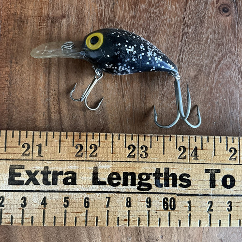 Pre-Rapala Storm Wiggle Wart Vintage Crankbait Lure Black Glitter