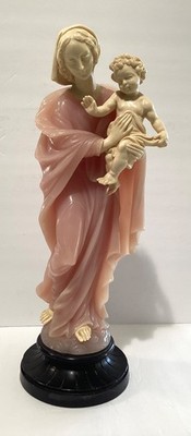 Italian Sculpture Gino Ruggeri Madonna & Child Bonded Marble Statue -13  Tall