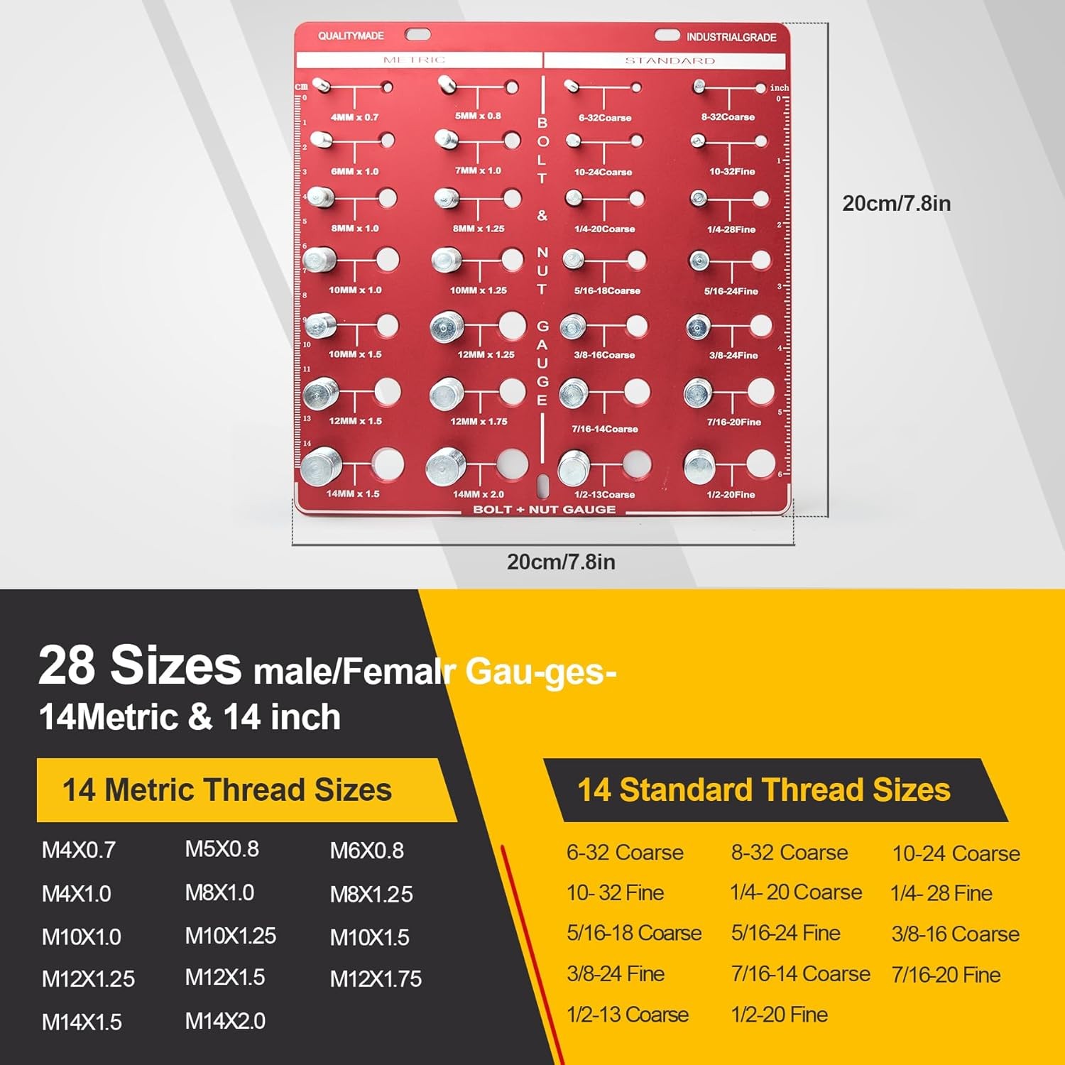 28 Thread Checker, Nut and Bolt Size 28 Checker 