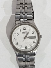 SEIKO 37mm stainless steel day date wrist watch repair/parts