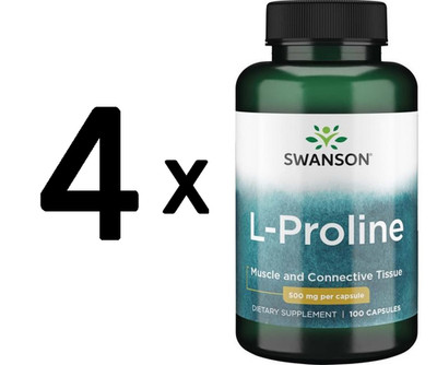 4 x Swanson L-Proline, 500mg - 100 caps (202,97 EUR/kg)