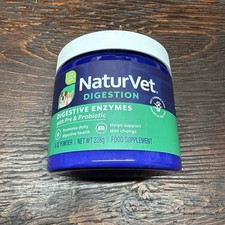 NaturVet Digestive Enzymes Plus Probiotics Prebiotics for Dogs Cats - 8oz