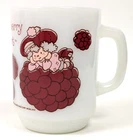 Vtg Raspberry Tart Mug Anchor Hocking Milk Glass 1980 Strawberry Shortcake Cup