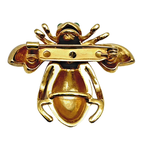 Vintage FLYING INSECT BROOCH Gold Tone Faux Turquoise Enamel - 1 1/2" x 1 3/4" - Picture 5 of 5
