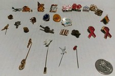 Vintage Metal Hat Pin / Lapel Pin Lot of 28 Various Metals  Styles Animals More