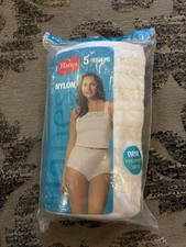 HANES NYLON BRIEFS LACE WAIST COTTON LINER 5 PACK WOMEN'S SIZE 9 - SEALED  