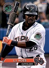 2016 Norfolk Tides Choice #8 L.J. Hoes Mitchellville Maryland MD Baseball Card