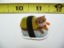 FUNNY CAT KITTEN SMALL STICKER DECAL SUSHI FOOD PET FELINE FUNNY