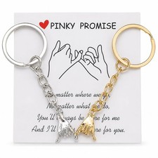 2Pcs Pinky Promise Keychain Matching Couple Gifts for Boyfriend Best Friend G...