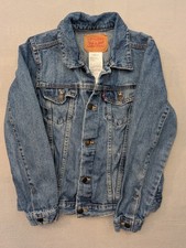 Levis Denim Trucker Jacket Youth Large Blue 12-13 Years Unisex Western Chore