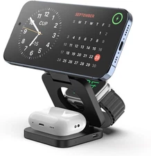 Premium 3-in-1 Wireless Charging Station – 15W Fast Charge iPhone • Apple Watch