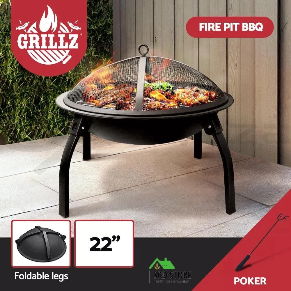 RETURNs Grillz Fire Pit BBQ Charcoal Smoker Portable Outdoor Camping Patio Firep