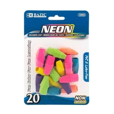 BAZIC Neon Eraser Cap (20/Pack), pack of 24