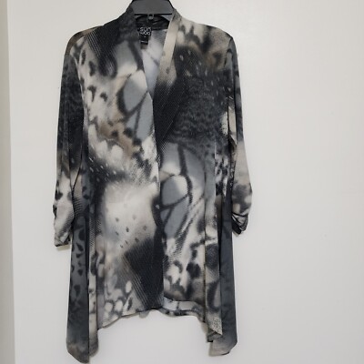 CLARA SUNWOO V Neck Watercolor Abstract Assymetric Tunic 3/4 Sleeve  Small