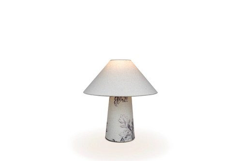 Shabby Chic Cottage Inspired Fabric Cone Lamp, Black Floral, Small Table Lamp - Picture 5 of 6