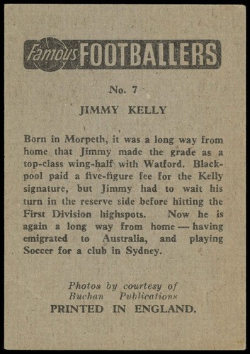 Chix - Jimmy Kelly (Sydney) - 'Famous Footballers' (1961) - Picture 2 of 2