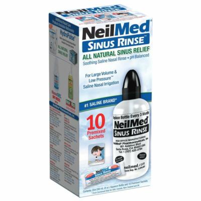 NeilMed Sinus Rinse All Natural Sinus Relief 10 Beutel Starter Kit mit Flasche