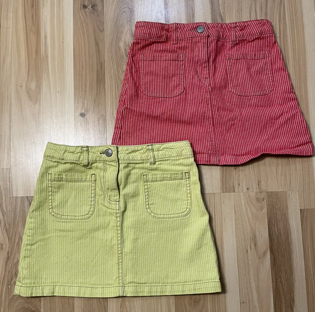 Mini Boden Girls Skirts 9 10 Red And Yellow W white Stripes Pocket