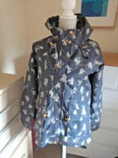 ANIMAL GREY FLORAL PRINTED HOODED RAIN JACKET UK 8 EXCELLENT CONDITION
