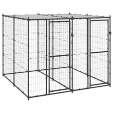 NNEVL Outdoor Dog Kennel Steel with Roof 4.84 m 