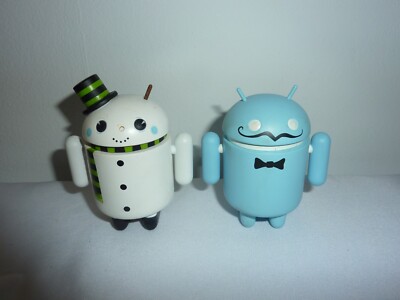 2 Android Mini Collectible Figurines 3'' Schemer and Snowman READ No Boxes