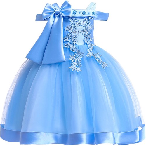 3-10 Years Kids Party Dresses for Girls Flower Wedding Dress with Bow Birthday - Picture 26 of 32
