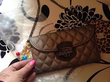 Paul's Boutique New Gunmetal  Quilted Small  Charm Card Holder  Bag Clutch  £50
